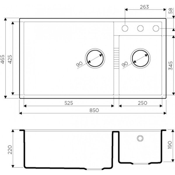 Мойка для кухни врезная Omoikiri Tedori 85-2-U-BL 850х465 черный (4993940) Мойка для кухни врезная Omoikiri Tedori 85-2-U-BL 850х465 черный (4993940)