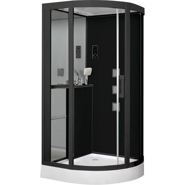 Душевая кабина с гидромассажем Grossman 100x100 стекло прозрачное, профиль черный (GR-241) Душевая кабина с гидромассажем Grossman 100x100 стекло прозрачное, профиль черный (GR-241)