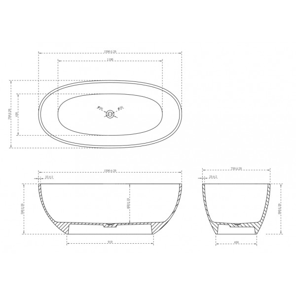 Ванна прозрачная Abber Kristall 150x75x58 черная (AT9701Onyx-1.5)