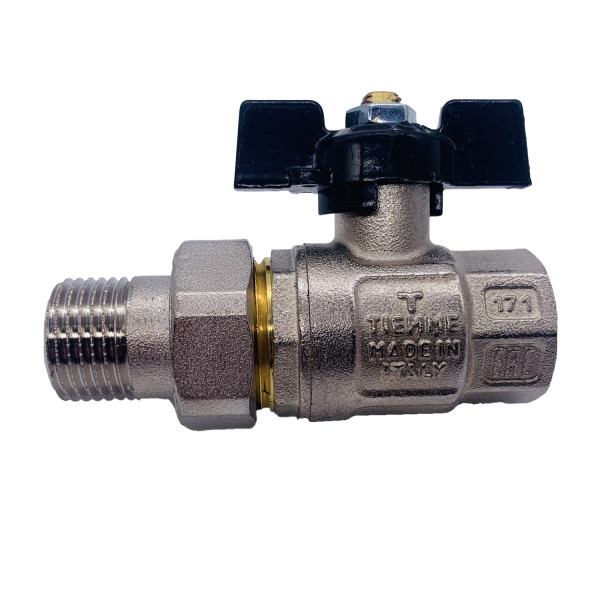 Кран шаровый со сгоном Tiemme Buran 1/2" (черная бабочка) (2450004) Кран шаровый со сгоном Tiemme Buran 1/2" (черная бабочка) (2450004)