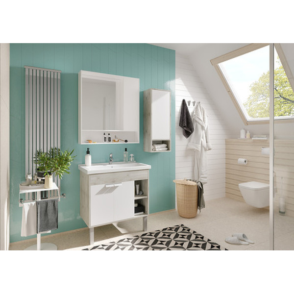 Шкаф зеркальный Aquaton Флай 80 Белый/Дуб Крафт бел (1A237702FAX10)