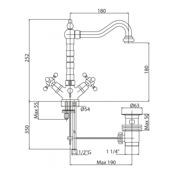 Смеситель для раковины Cezares Lord с донным клапаном (LORD-LS2-02) Смеситель для раковины Cezares Lord с донным клапаном (LORD-LS2-02)