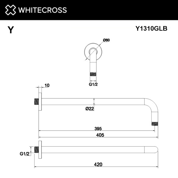 Кронштейн душевой настенный Whitecross брашированное золото (Y1310GLB)