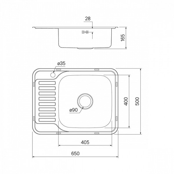 Мойка для кухни врезная Iddis Basic 650x500x165 хром сатин (BAS65SRi77)