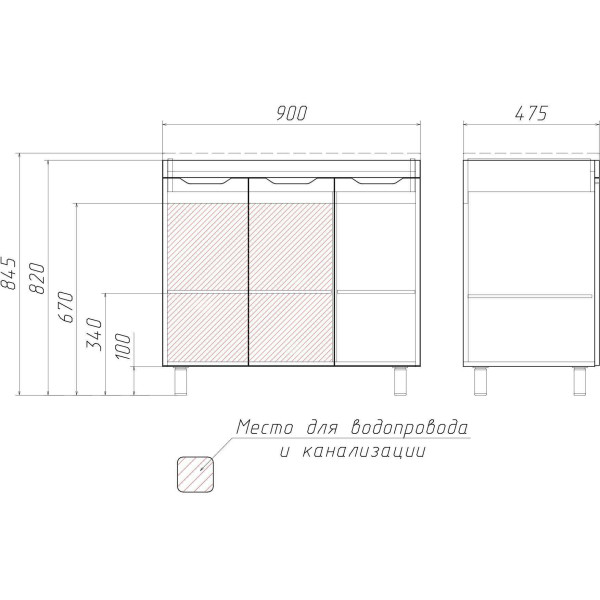 Тумба напольная Домино Andrea 90 (D37005T)