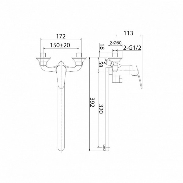 Смеситель для ванны и душа Milardo Simp с душевым комплектом, хром (SIMSB02M10)