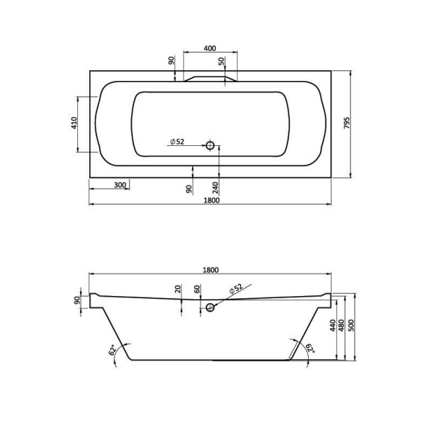 Ванна акриловая Santek Корсика 1800х800х480 (1WH111981)