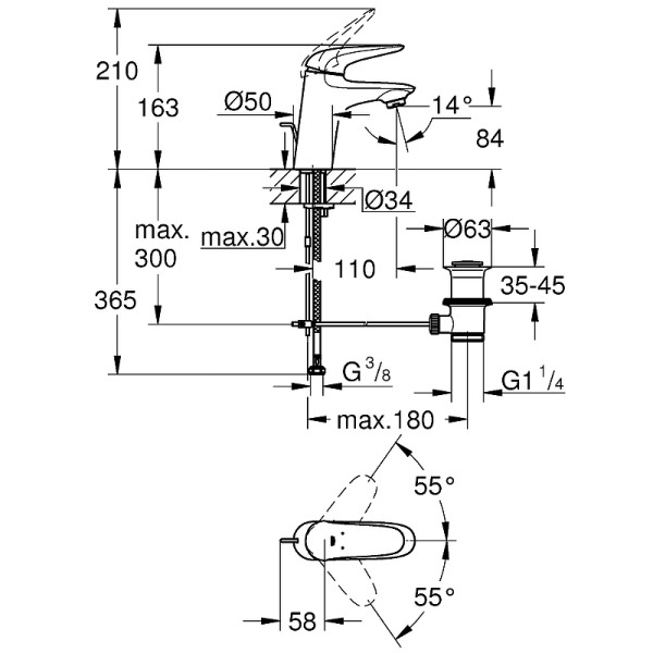 Смеситель для раковины Grohe Eurostyle 2015 Solid хром (23707003)