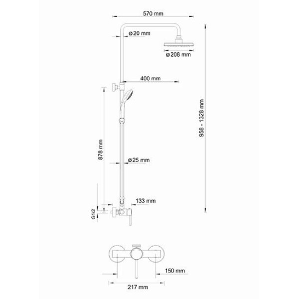 Система душевая WasserKRAFT A12202