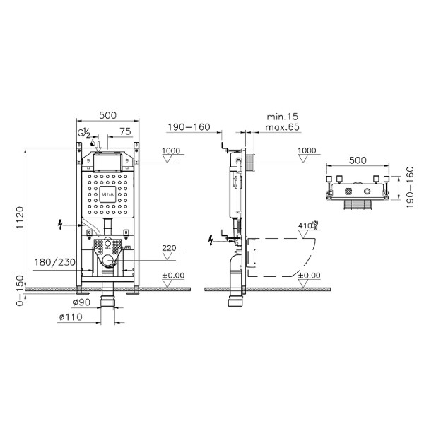 Комплект унитаз с инсталляцией Vitra Sento L-Box (9830B003-7207)