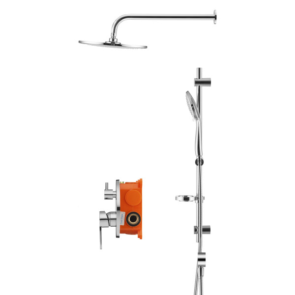 Смеситель для душа встраиваемый Swedbe Platta (с монтажным боксом) и верхним душем хром (5536)