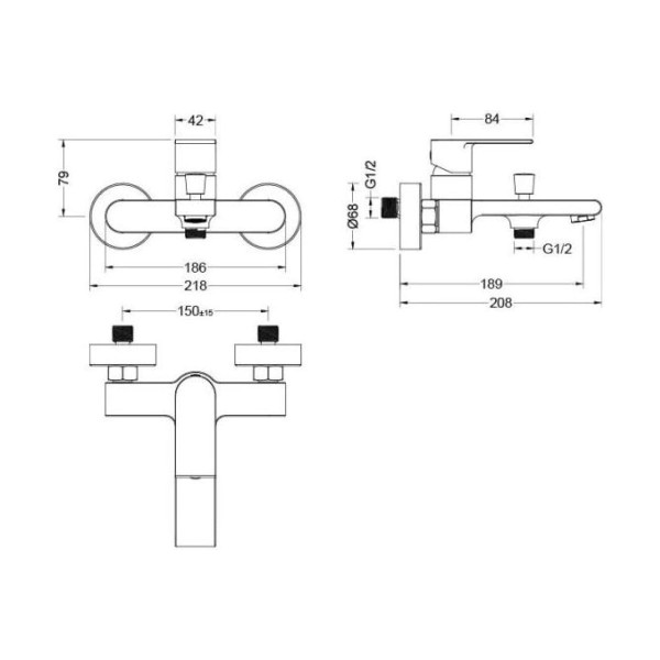 Смеситель для ванны и душа Aquatek Лира хром (AQ1440CR)