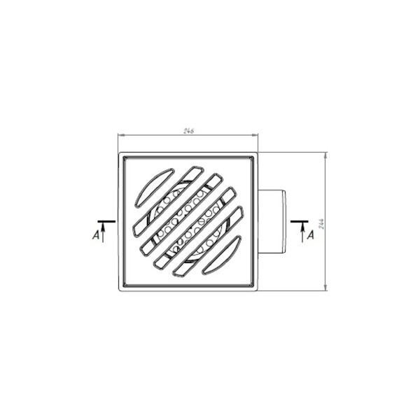 Трап нерегулируемый Fachmann Т 605 PNsP 241x241 горизонтальный выпуск DN 110 с корзинкой и незамерзающим гидрозатвором, решетка чугунная, пластиковый