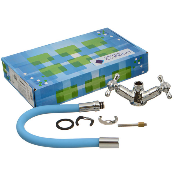 Смеситель для кухни Ex-promt Cross с гибким изливом, хром (Ex102.2-01 light blue)