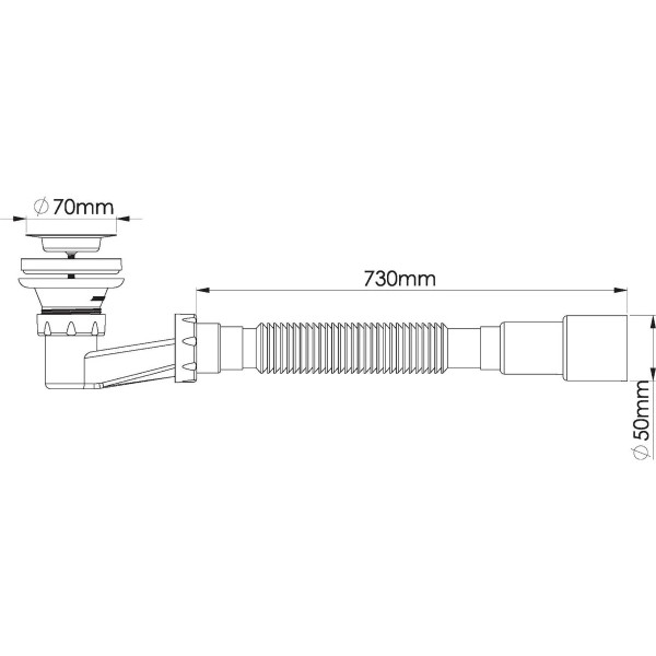 Сифон для душевого поддона Nova 1 1/2"х70 (h=90 мм) с гибкой трубой 1 1/2"х40/50 (1621)