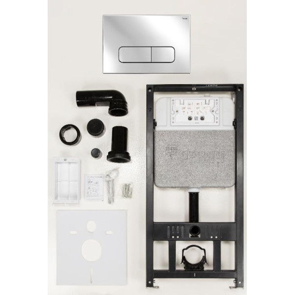 Инсталляция для подвесного унитаза РЕХАУ NovaFlow с клавишей смыва Nova Ellipse 001 с овальными клавишами, пластик, хром, глянцевый (19101091001)