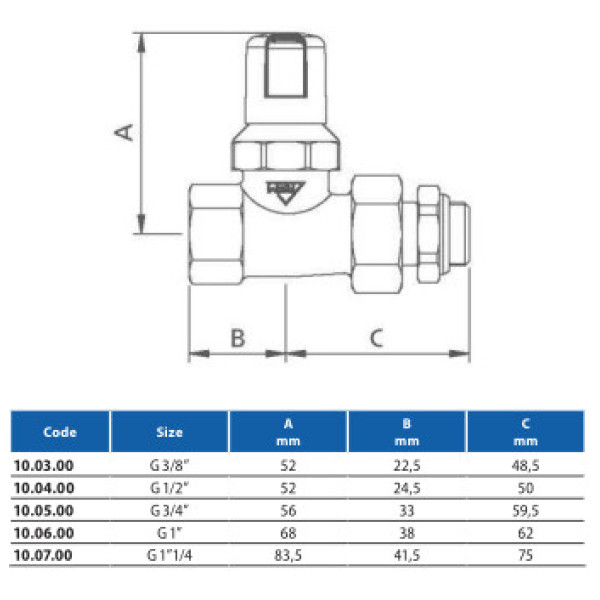 Клапан настроечный прямой RBM 1/2" (10.04.00)