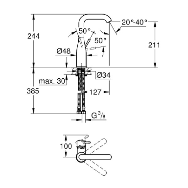 Смеситель для раковины Grohe Essence New (23541001)