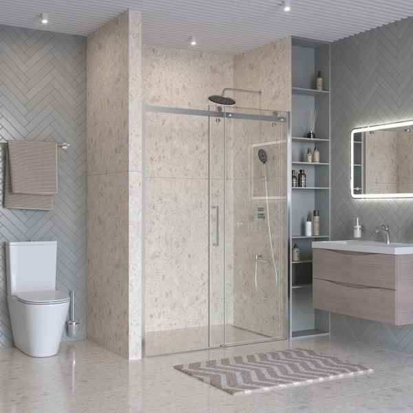 Душевая дверь BelBagno Marino 140x195 стекло прозрачное, профиль хром глянцевый (MARINO-2-BF-1-140-C-CR)