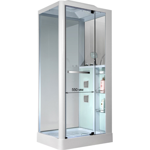 Душевая кабина с гидромассажем Grossman 100x80 стекло прозрачное, профиль белый (GR-122) Душевая кабина с гидромассажем Grossman 100x80 стекло прозрачное, профиль белый (GR-122)