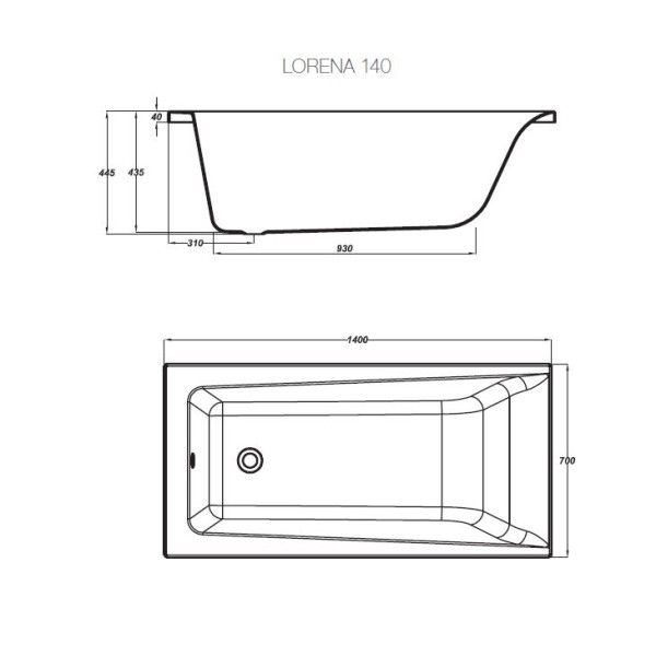 Ванна акриловая Cersanit Lorena 1400х700х435 (WP-LORENA*140)