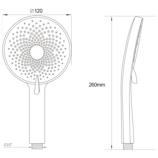Душевая лейка Melodia Luxe d120 мм хром, 3 функции (MKP26312BL)