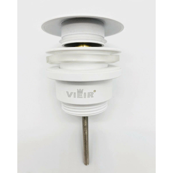 Донный клапан для раковины Vieir 1 1/4" (32 мм.), 67 мм. Quick Clac с переливом (латунь, белый) (VER26YF)