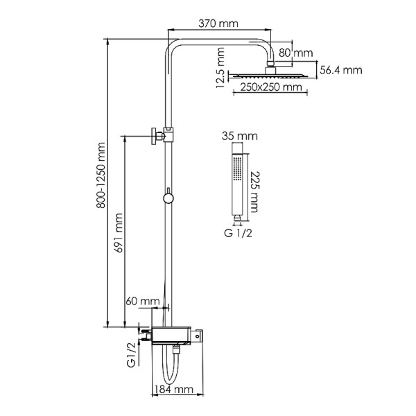 Душевая система WasserKRAFT черная (A114.255.218.CB Thermo)