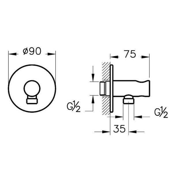 Переходник для ручного душа Vitra настенный крепеж хром (A42625)