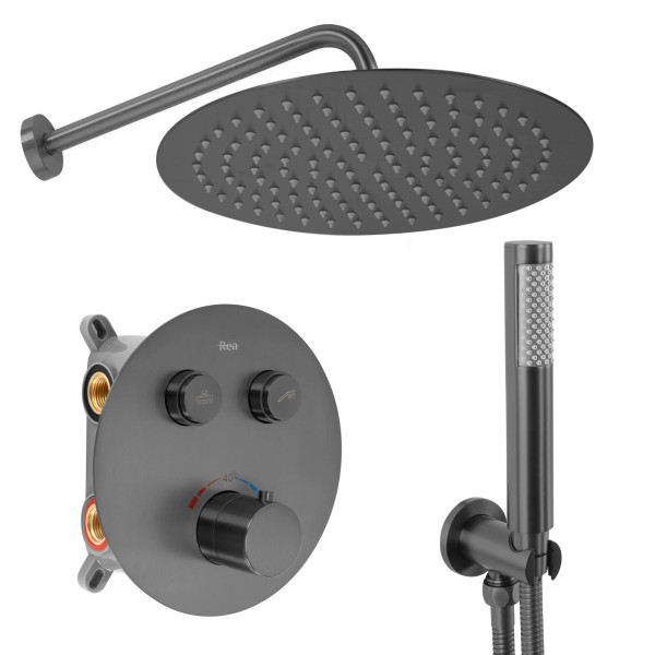 Душевая система термостатический Rea Lungo + Box Titanium (REA-P6385)