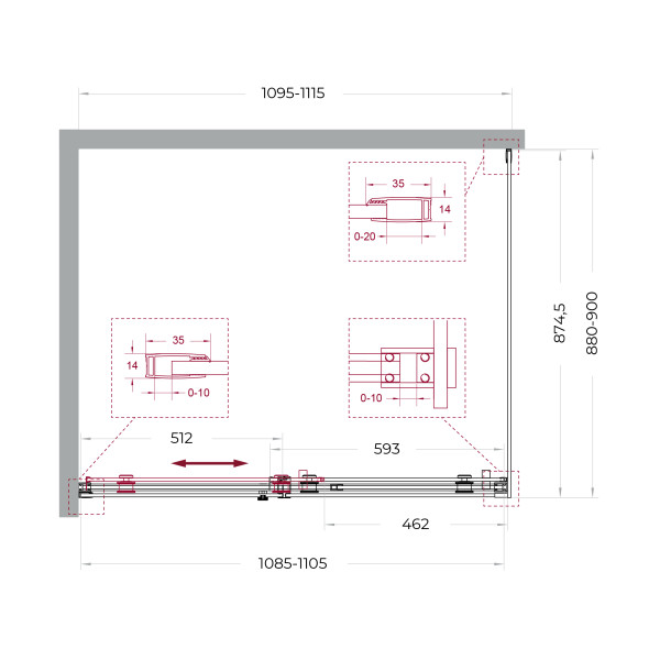 Душевой уголок BelBagno Soft Close-2 110x90x200 стекло прозрачное, профиль оружейная сталь матовая (SOFT_CLOSE-2-AH-1-110/90-C-GM)