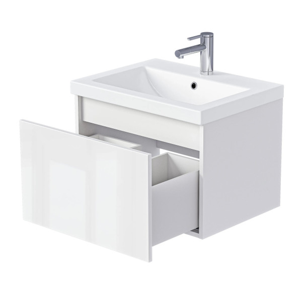 Тумба подвесная 1Marka Aris 690x447x400 белая аляска/белый глянец (Ц0000042285)