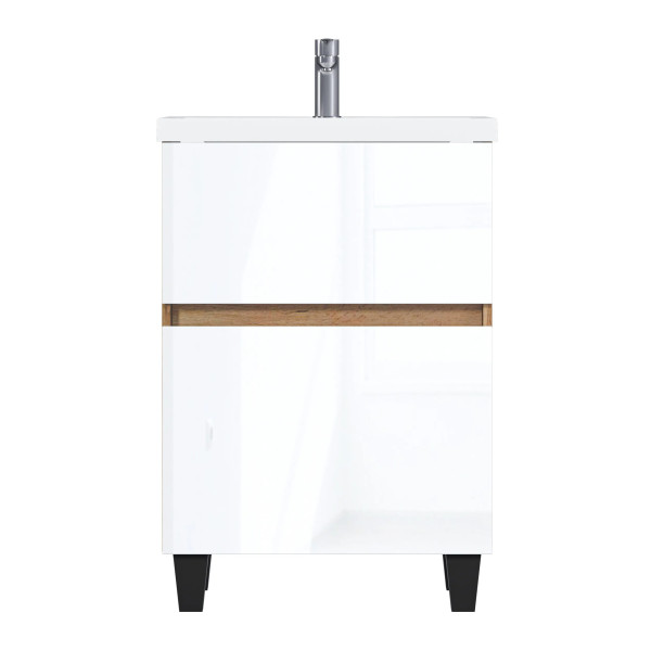 Тумба подвесная 1Marka Aris 590x440x870 дуб вотан/белый глянец (Ц0000035778)