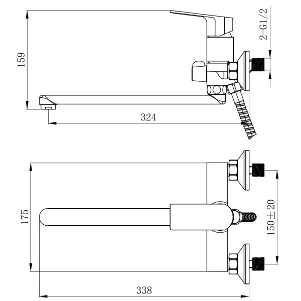 Смеситель для ванны и душа Voda Surf хром (SF31) Смеситель для ванны и душа Voda Surf хром (SF31)