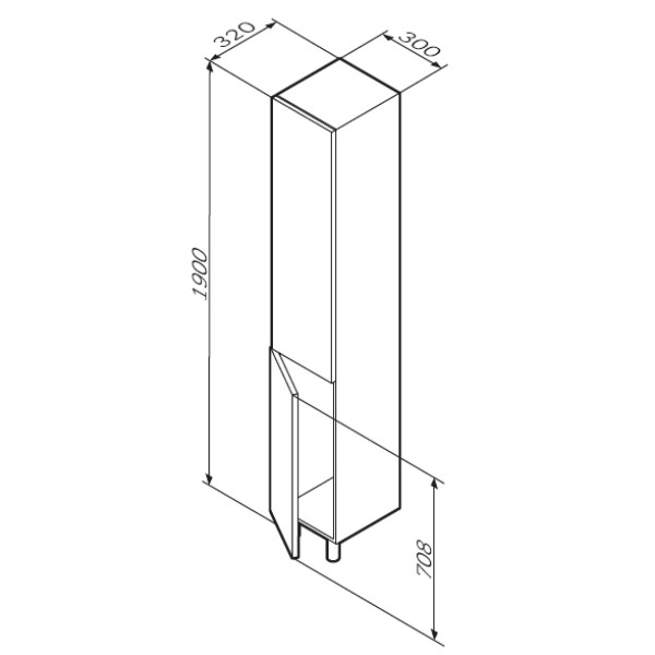 Пенал напольный AM.PM Gem правый (M90CSL0306WG)