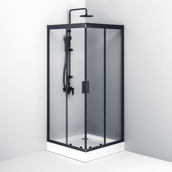 Уголок душевой AM.PM Gem 90x90x200 стекло прозрачное, профиль черный матовый (W90G-403-090BT)