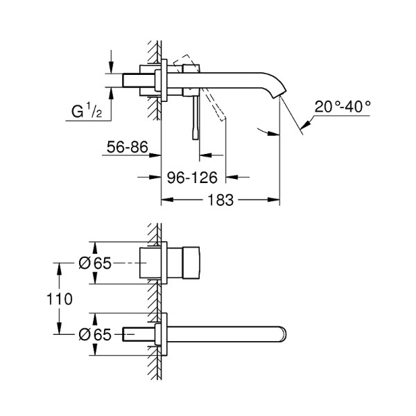 Смеситель для раковины Grohe Essence+ внешняя часть хром (19408001)