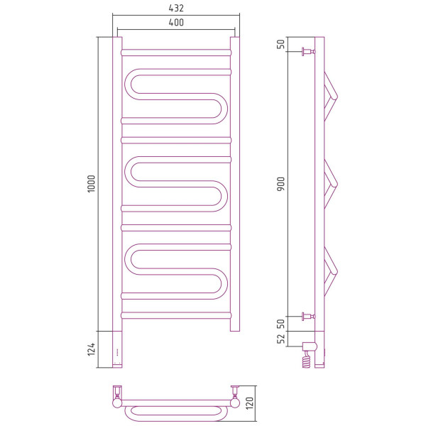 Полотенцесушитель электрический Сунержа Элегия 3.0 1000x400 МЭМ левый, хром (00-5818-1040)