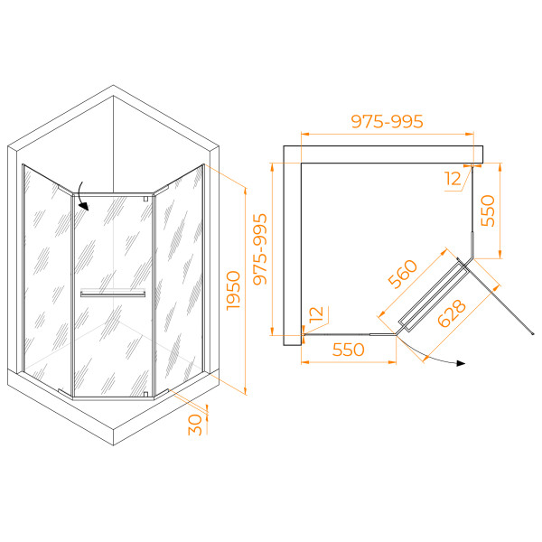 Душевой уголок RGW Passage 100x100x195 стекло прозрачное, профиль хром (41088200-11) Душевой уголок RGW Passage 100x100x195 стекло прозрачное, профиль хром (41088200-11)