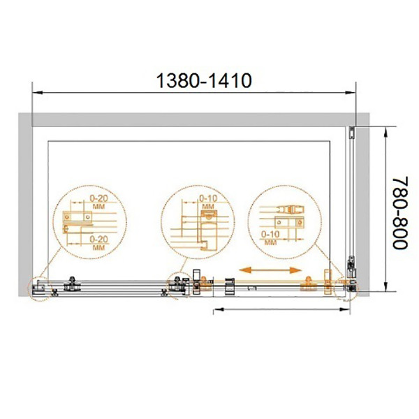 Душевой уголок Cezares Stylus-m 140x80x195 стекло прозрачное, профиль хром (STYLUS-O-M-AH-1-140/80-C-Cr)