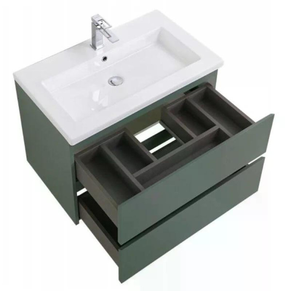 Тумба подвесная Cezares Kraft 800x455x500 с фрезерованными ручками по всей длине фасада с двумя выкатными ящиками еловый матовый (KRAFT-800-2C-SO-VO)