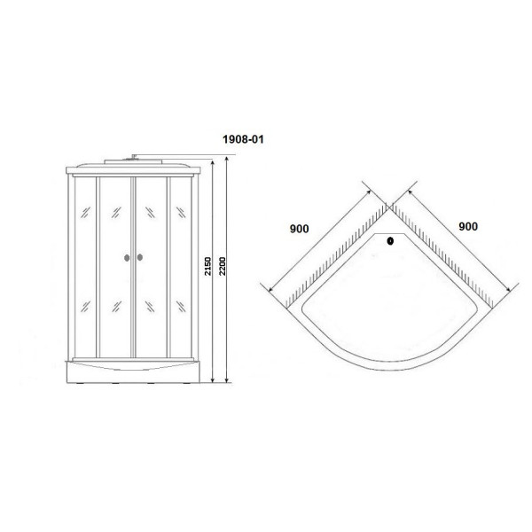 Душевая кабина Niagara с гидромассажем 900*900*2200 стекло тонированное, профиль черный (NG-1908)