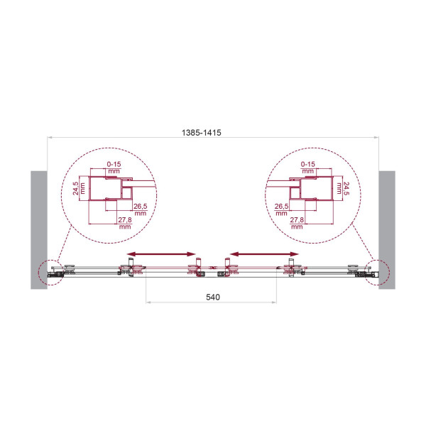 Душевая дверь BelBagno Luce 140x195 стекло прозрачное, профиль хром (LUCE-BF-2-140-C-Cr)
