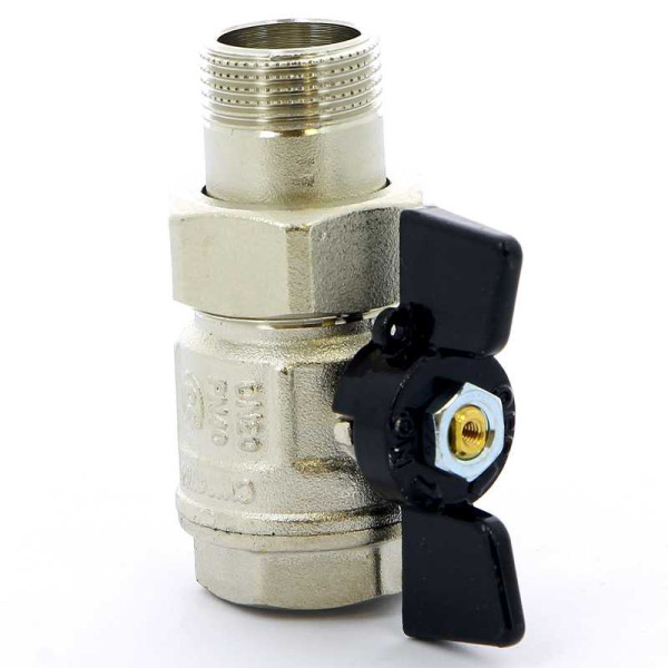 Кран Bugatti 3/4" шаровый со сгоном New Jersey 922 (черная бабочка) (09220005) Кран Bugatti 3/4" шаровый со сгоном New Jersey 922 (черная бабочка) (09220005)