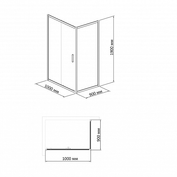 Душевой уголок BandHours Mike/Side-Glass 910 90х100 стекло прозрачное, профиль хром