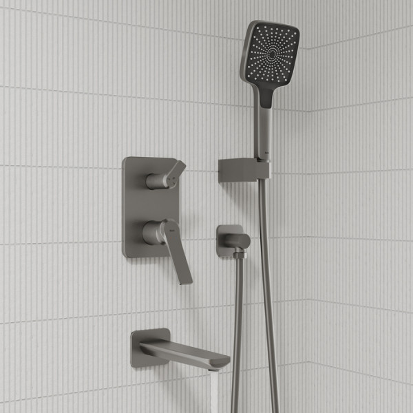 Душевая система Iddis Parker с тропическим и ручным душем и изливом матовый графит (PARGM03i68)