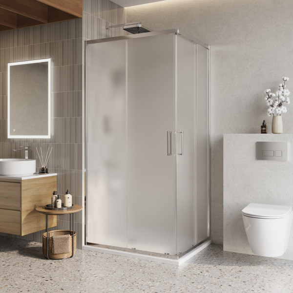 Душевой уголок BelBagno Luce 100x80x195 стекло матовое, профиль хром (LUCE-AH-2-100/80-P-Cr) Душевой уголок BelBagno Luce 100x80x195 стекло матовое, профиль хром (LUCE-AH-2-100/80-P-Cr)