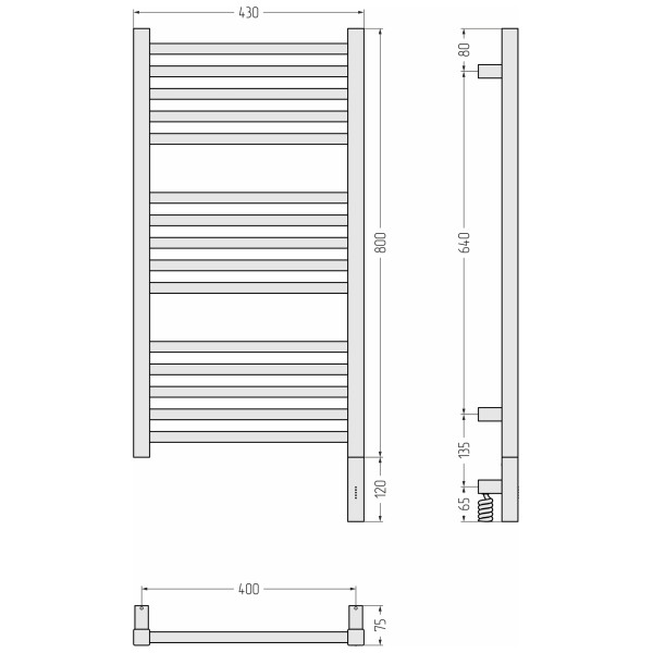 Полотенцесушитель электрический Сунержа Модус 3.1 800x400 провод справа матовый чёрный (31-5901-8040)