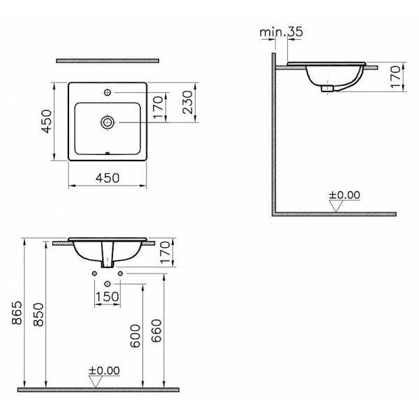 Раковина встраиваемая Vitra S20 45 (5463B003-0001)