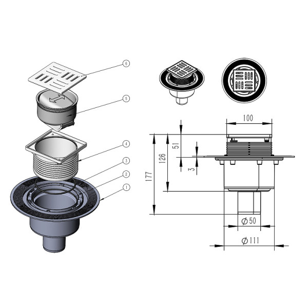 Трап вертикальный Azario 100x100 хром (AZZ15100)